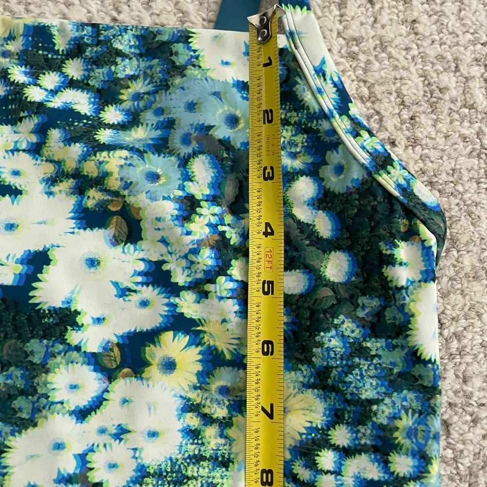 OFFLINE Aerie Blue Green Floral 3D Trippy blurry Activewear Set Bra Biker Shorts - Picture 12 of 16